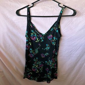 Black colorful floral tank top